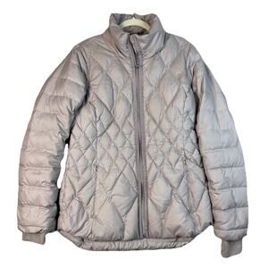 Athleta Jacket Small Responsible Goose Down Gray Pebble Puffer Quilted Coat
